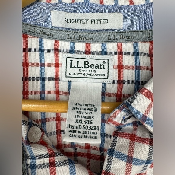 L.L. Bean Men’s Slightly Fitted Coolmax Button Up Check Shirt Check Size XXL - Picture 4 of 4